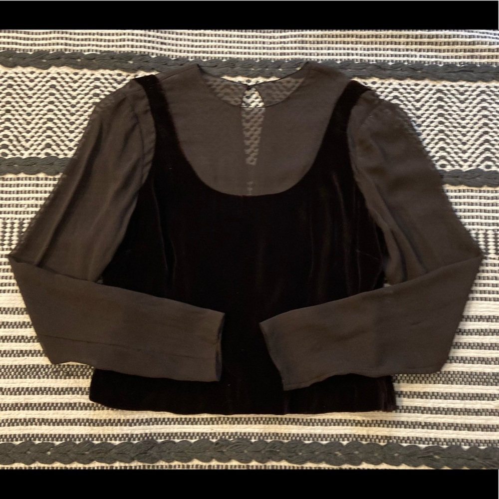 Dana Buchman Brown Silk and Velvet blouse